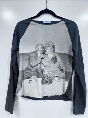 Anya Hindmarch Black and Gray Graphic Long-Sleeve Tee